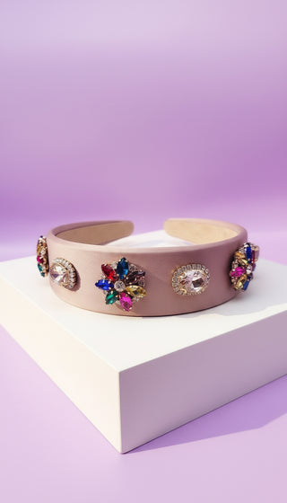 Rainbow Flower Crystal Hair band