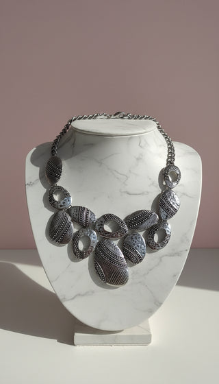 Abstract Silver Collar Necklace