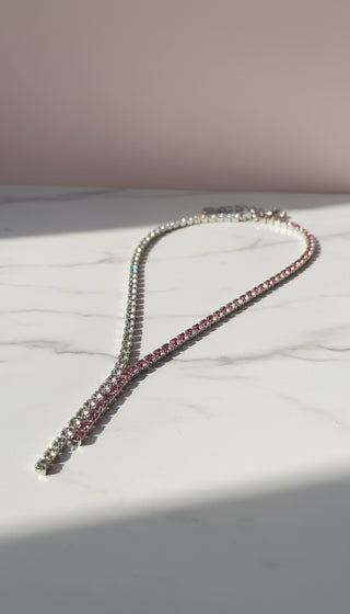 Two Tone Tennis Crystal Long Necklace