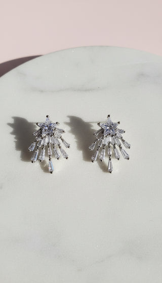 Star Burst Crystal Stud Earrings