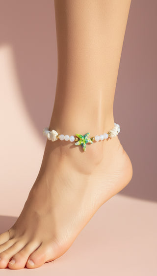 Starfish Beaded Pull Tie Anklet