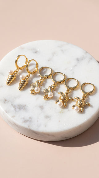 6 Pieces Crystal Seahorse Gold Plated Huggie Hoop Earrings