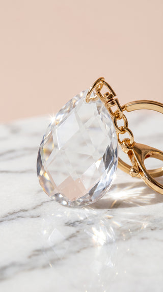 Faceted Crystal Tear Drop Keyring & Bag Charm