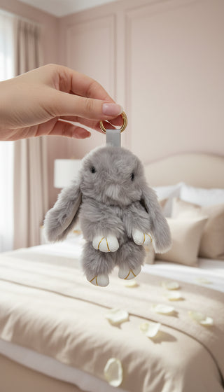 Mini Plush Fluffy Bunny Rabbit Key Ring & Bag Charm