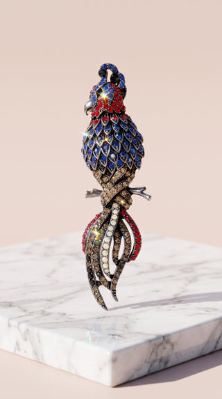 Parakeet Crystal Brooch Pin