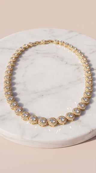 Gold Plated Brilliant Cut Crystal Collar Necklace