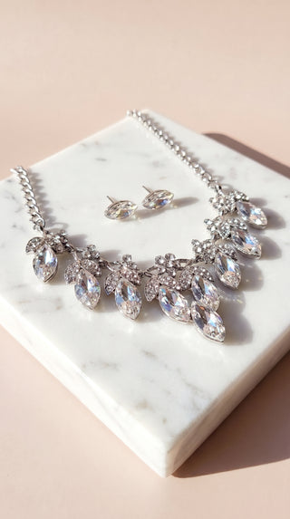 Teardrop Crystal Necklace & Earrings Set