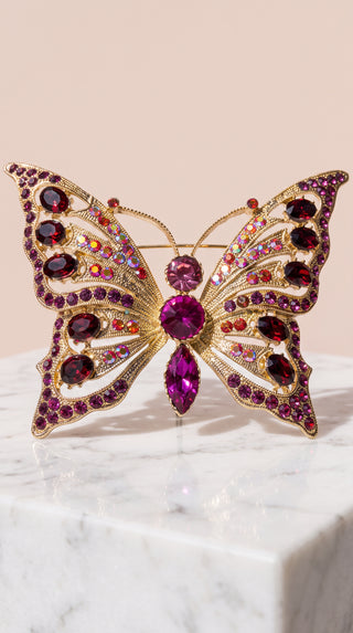 Crystal Rhinestone Oversized Butterfly Brooch Pin