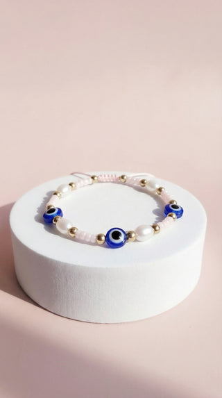 Evil Eye Beaded Pull Tie Anklet