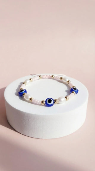 Evil Eye Beaded Pull Tie Anklet