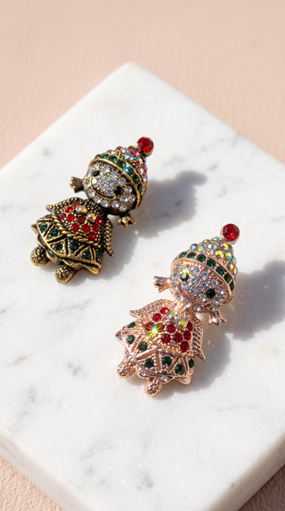 Crystal Doll Girl Festive Christmas Brooch Pin