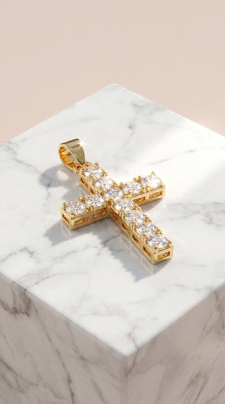 Gold Crystal Cross Symbolic Pendant Necklace