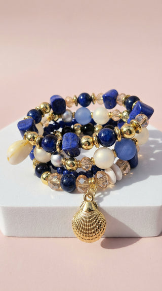 Shell Crystal Charm Ceramic Beaded Bracelet