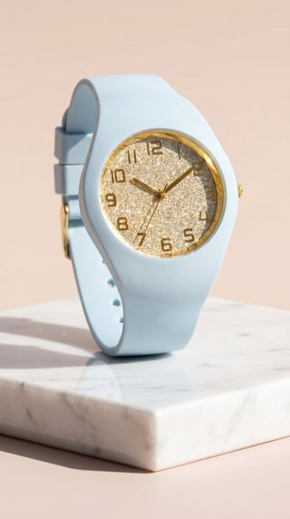 Glitter Dial Silicone Strap Watch