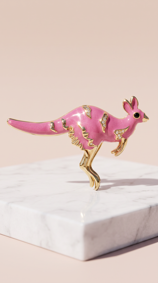 Kangaroo Enamel Brooch Pin