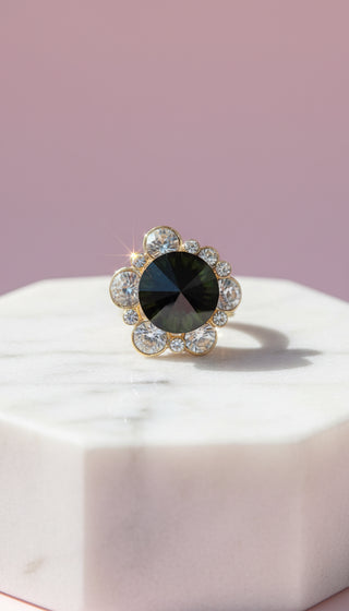 Jewelled Flower Crystal Free size Ring