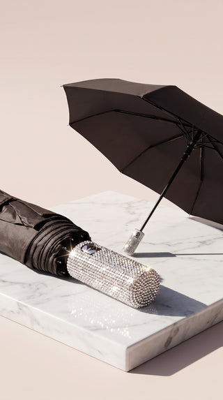 Crystal Handle UV Parasol & Rain Handbag Pop Up Travel Umbrella