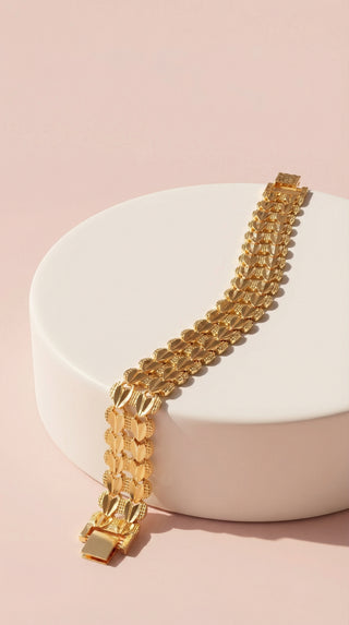 24k Gold Plated Double Heart Link Bracelet