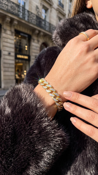 Gold Crystal Link Statement Bracelet