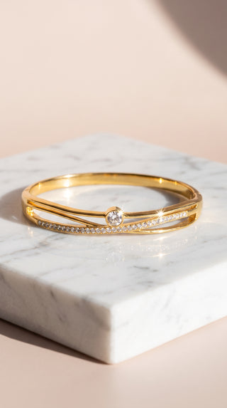 Crystal Gold Plated Stacking Bangle