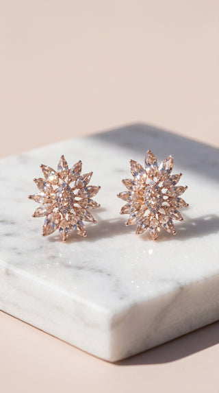 Flower Crystal Statement Stud Earrings