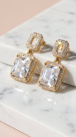 Square Crystal Drop & Dangle Earrings