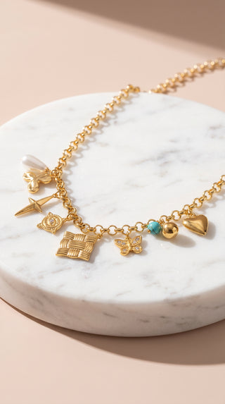 Gold Plated Stainless Steel Charm Necklace