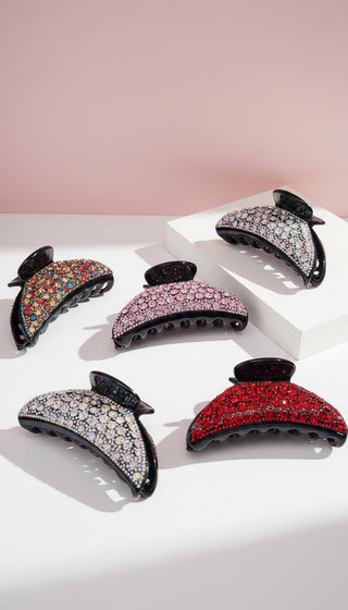 Curved Crystal Hair Clamps Pack of 12