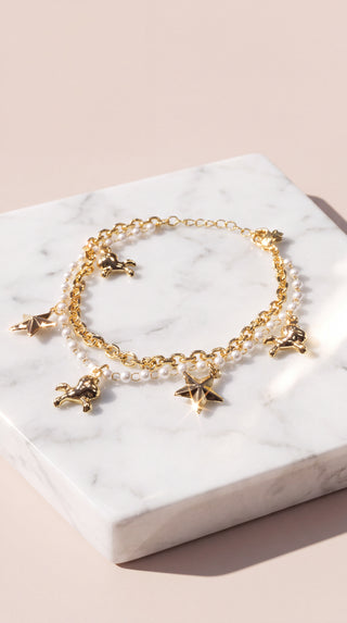 Star & Pony Pearl Charm Bracelet