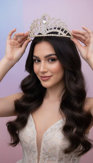 Rounded Crystal Wedding Bridal Tiara Crown