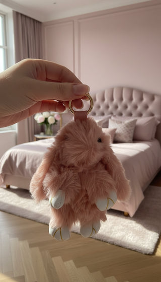Mini Plush Fluffy Bunny Rabbit Key Ring & Bag Charm