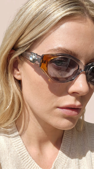 Sculpted Frame Crystal Detail Sunglasses