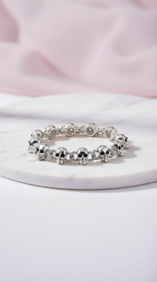 Skull Link Crystal Clasp Bracelet