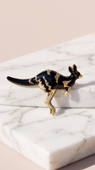 Kangaroo Enamel Brooch Pin