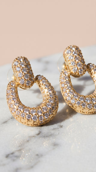 Crystal Drop Hooped Gold Plated Earrings