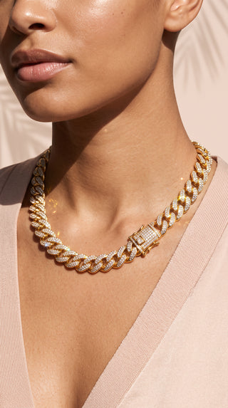 Two-Tone Style Crystal Link Necklace