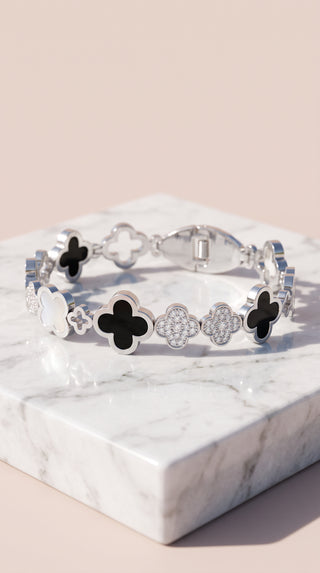 Clover Enamel Gold Plated Stainless Steel Bangle
