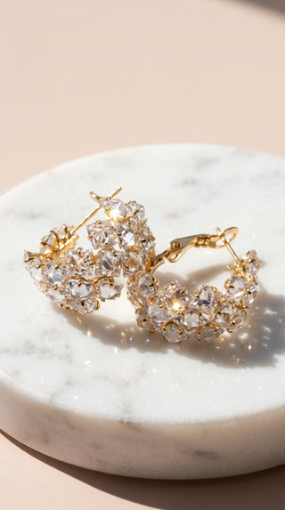 Crystal Round Huggie Hoop Earrings