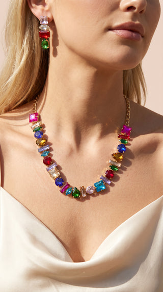 Statement Crystal Necklace & Earrings Set