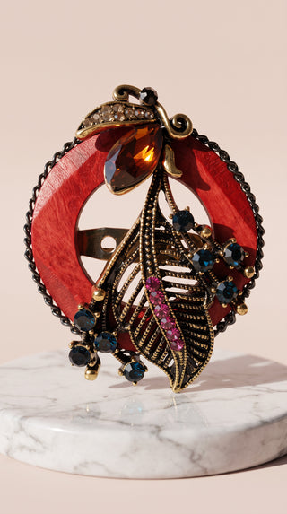 Crystal Leaf Brooch