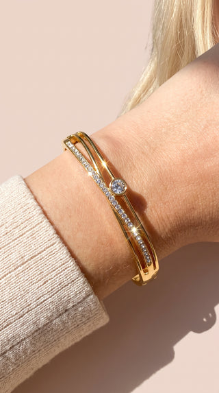 Crystal Gold Plated Stacking Bangle