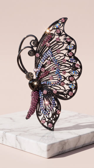 Crystal Butterfly Oversized Brooch Pin
