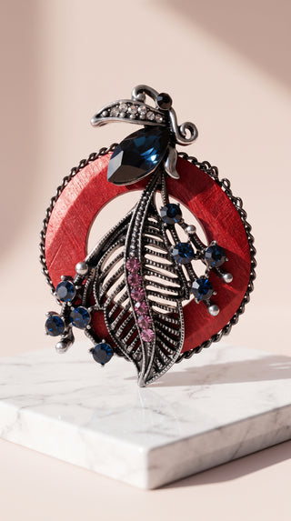 Crystal Leaf Brooch