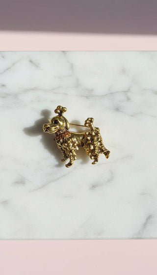 Poodle With Jewelled Collar Brooch Pin