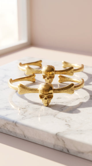 Skull Gold Plated Stainless Steel Bangle