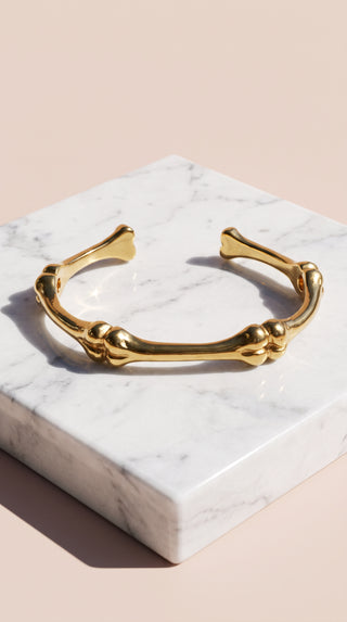 Bone Link Gold Plated Stainless Steel Bangle