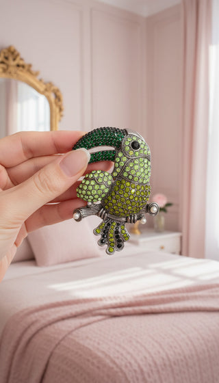 Toucan Bird Crystal Statement Brooch Pin