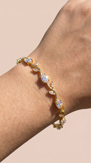 Gold Plated Floral Crystal Bracelet