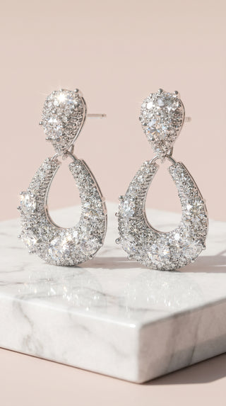 Tear Drop Statement Crystal Drop & Dangle Earrings