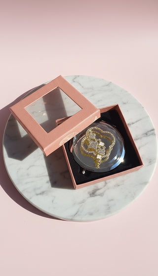 Clover Crystal Compact Mirror With Gift Box